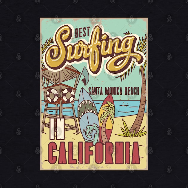 California Surfing Shark Surfboard sand illustration by SpaceWiz95